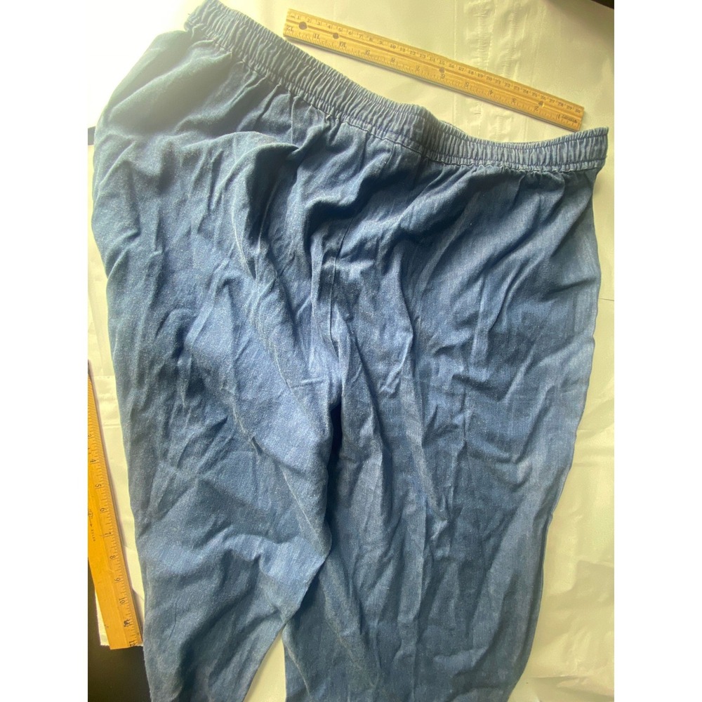 Appleseed's Petites Blue Denim Tencel Cotton Blend Elastic Waist Pants‎ PL